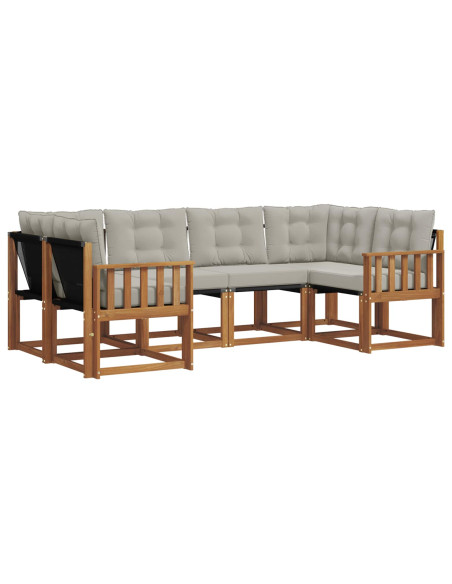 Set di divani con cuscino 6 pcs Grigio Naturale e Chiaro