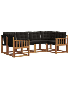 Set di divani con cuscino 6 pcs Naturale e Nero 2