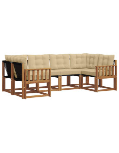 Set di divani con cuscino 6 pcs Naturale e Beige 2