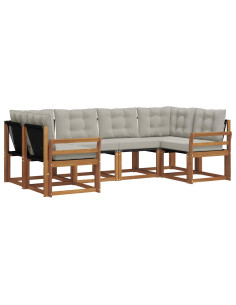 Set di divani con cuscino 6 pcs Grigio Naturale e Chiaro 2