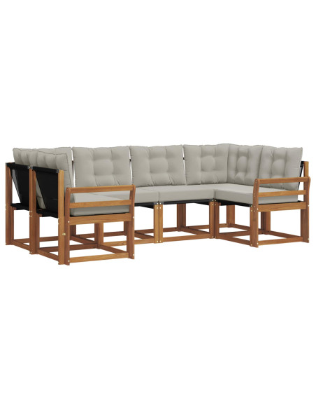 Set di divani con cuscino 6 pcs Grigio Naturale e Chiaro