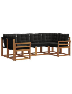 Set di divani con cuscino 6 pcs Naturale e Nero 2