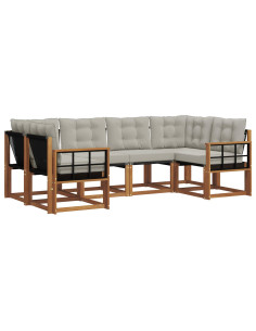 Set di divani con cuscino 6 pcs Grigio Naturale e Chiaro 2