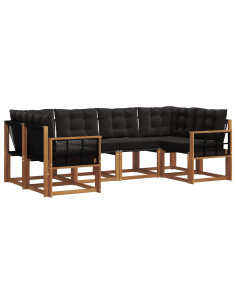 Set di divani con cuscino 6 pcs Naturale e Nero 2