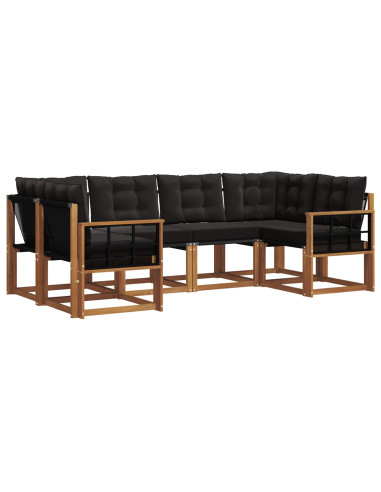 Set di divani con cuscino 6 pcs Naturale e Nero
