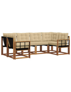Set di divani con cuscino 6 pcs Naturale e Beige 2