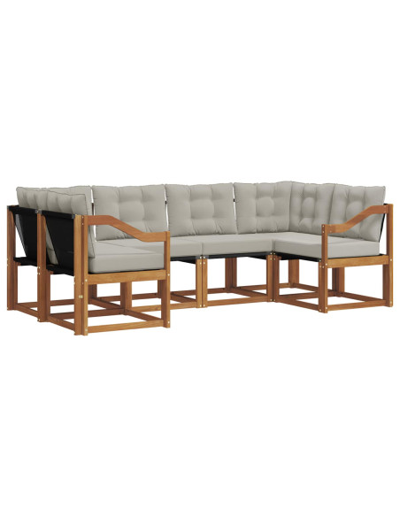 Set di divani con cuscino 6 pcs Grigio Naturale e Chiaro