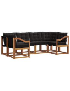 Set di divani con cuscino 6 pcs Naturale e Nero 2