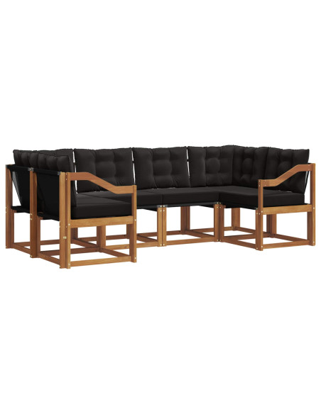 Set di divani con cuscino 6 pcs Naturale e Nero