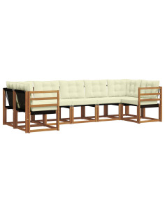 Set di divani con cuscino 7 pcs Naturale e Crema 2
