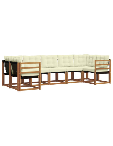 Set di divani con cuscino 7 pcs Naturale e Crema