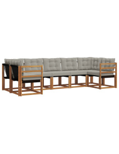 Set di divani con cuscino 7 pcs Grigio Naturale e Chiaro 2
