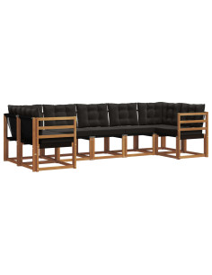 Set di divani con cuscino 7 pcs Naturale e Nero 2