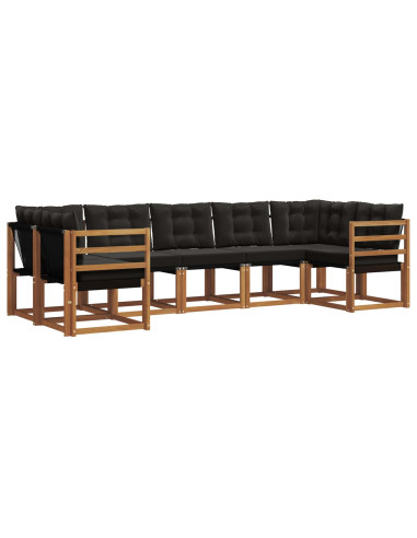 Set di divani con cuscino 7 pcs Naturale e Nero