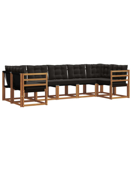 Set di divani con cuscino 7 pcs Naturale e Nero