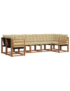 Set di divani con cuscino 7 pcs Naturale e Beige 2