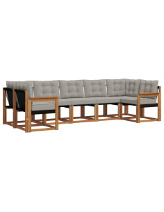 Set di divani con cuscino 7 pcs Grigio Naturale e Chiaro 2