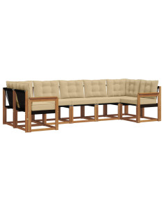 Set di divani con cuscino 7 pcs Naturale e Beige 2