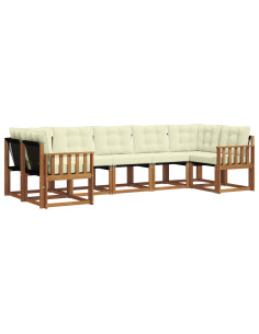 Set di divani con cuscino 7 pcs Naturale e Crema 2