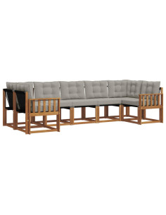 Set di divani con cuscino 7 pcs Grigio Naturale e Chiaro 2