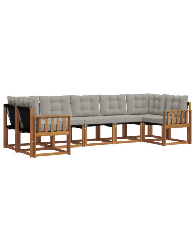 Set di divani con cuscino 7 pcs Grigio Naturale e Chiaro