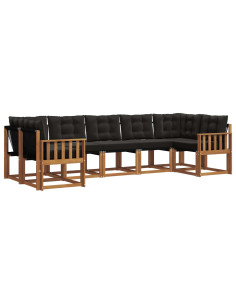 Set di divani con cuscino 7 pcs Naturale e Nero 2