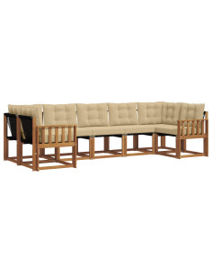 Set di divani con cuscino 7 pcs Naturale e Beige 2