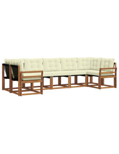 Set di divani con cuscino 7 pcs Naturale e Crema 2