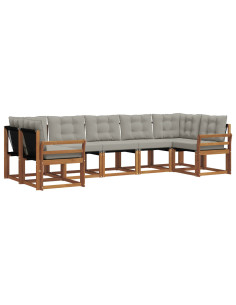 Set di divani con cuscino 7 pcs Grigio Naturale e Chiaro 2