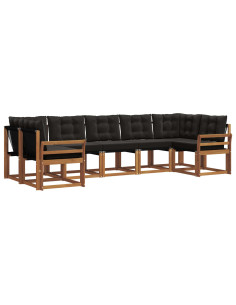 Set di divani con cuscino 7 pcs Naturale e Nero 2