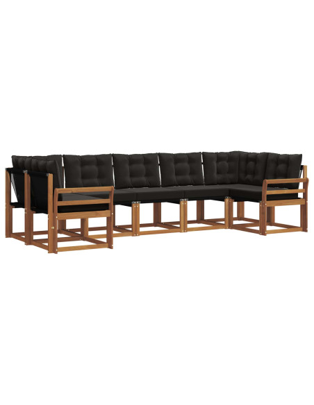 Set di divani con cuscino 7 pcs Naturale e Nero