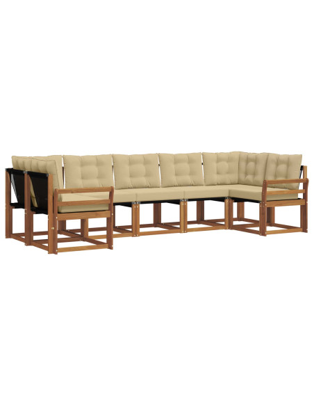 Set di divani con cuscino 7 pcs Naturale e Beige