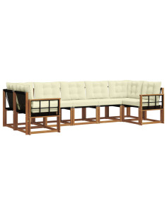 Set di divani con cuscino 7 pcs Naturale e Crema 2
