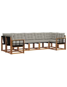 Set di divani con cuscino 7 pcs Grigio Naturale e Chiaro 2