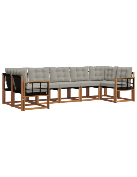 Set di divani con cuscino 7 pcs Grigio Naturale e Chiaro