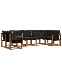 Set di divani con cuscino 7 pcs Naturale e Nero 2