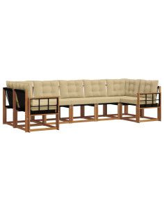 Set di divani con cuscino 7 pcs Naturale e Beige 2