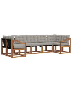 Set di divani con cuscino 7 pcs Grigio Naturale e Chiaro 2
