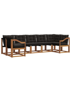 Set di divani con cuscino 7 pcs Naturale e Nero 2