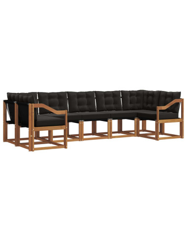 Set di divani con cuscino 7 pcs Naturale e Nero