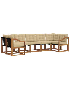 Set di divani con cuscino 7 pcs Naturale e Beige 2