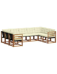 Set di divani 29 pcs Naturale e Crema Legno di Acacia Massello 2