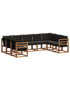 Set di divani 29 pcs Naturale e Nero Legno di Acacia Massello 2