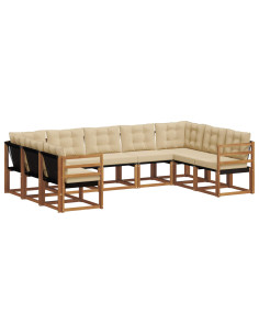 Set di divani 29 pcs Naturale e Beige Legno di Acacia Massello 2