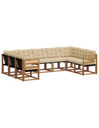 Set di divani 29 pcs Naturale e Beige Legno di Acacia Massello