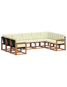 Set di divani 29 pcs Naturale e Crema Legno di Acacia Massello 2