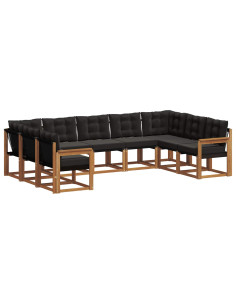 Set di divani 29 pcs Naturale e Nero Legno di Acacia Massello 2