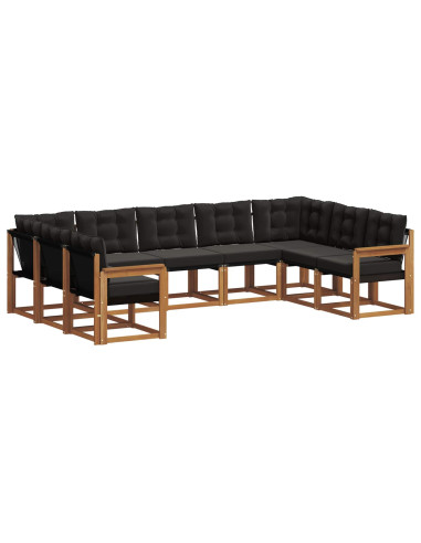 Set di divani 29 pcs Naturale e Nero Legno di Acacia Massello
