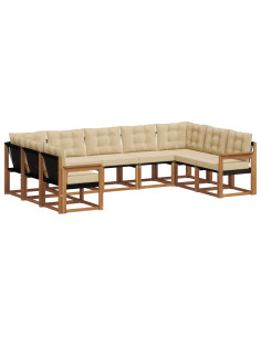 Set di divani 29 pcs Naturale e Beige Legno di Acacia Massello 2