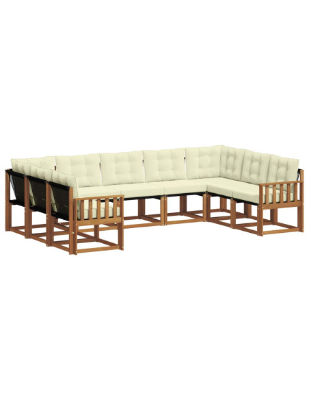 Set di divani 29 pcs Naturale e Crema Legno di Acacia Massello